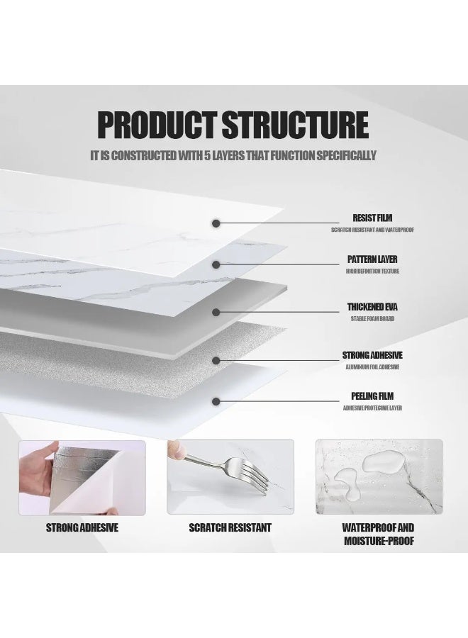 10PCS 30x30cm Peel and Stick Marble Tile Wallpaper, Self-Adhesive Waterproof Oilproof Wall Sticker - Image 5