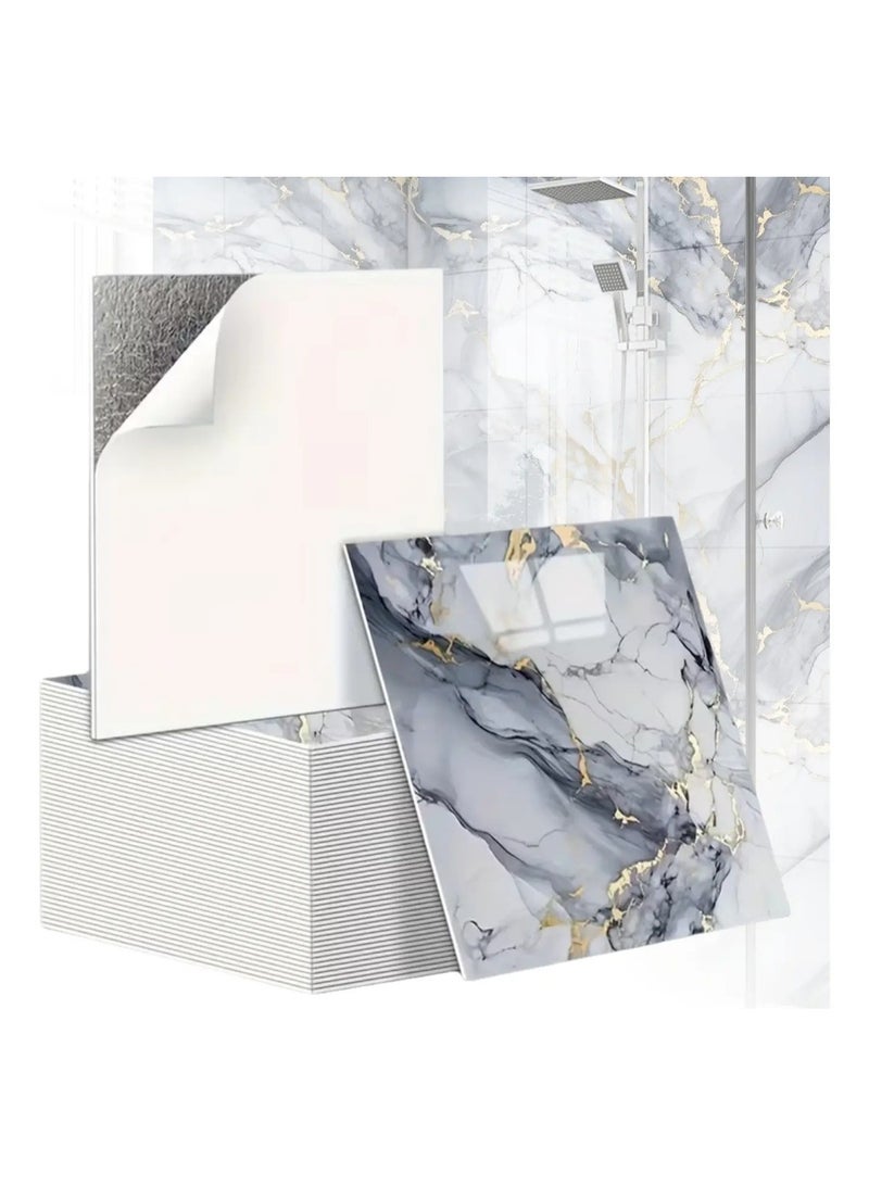 10PCS 30x30cm Peel and Stick Marble Tile Wallpaper, Self-Adhesive Waterproof Oilproof Wall Sticker - Image 1