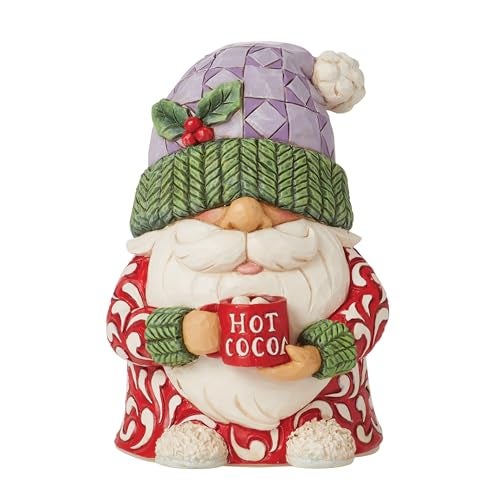 Enesco Jim Shore Heartwood Creek Gnome Drinking Hot Cocoa Figurine Stone Resin Hand Painted Crafted Collectible Gnomes Mini Figurines Christmas Home Decor Statue 4 Inch - Image 1