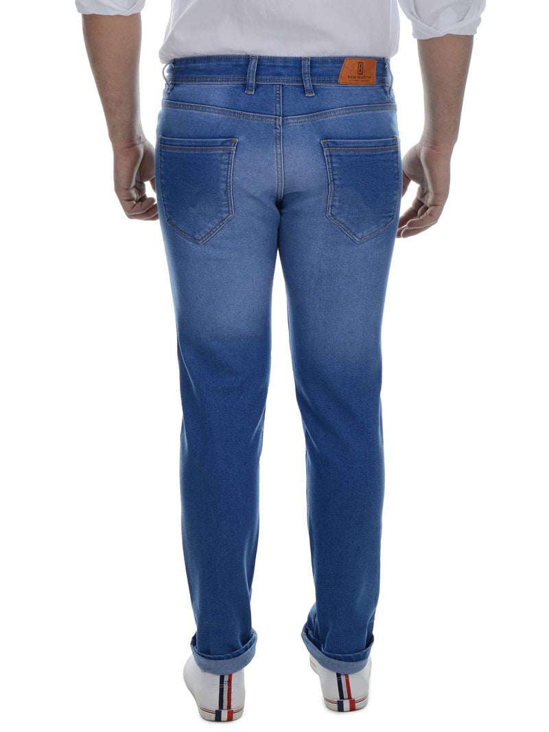 Ben Martin Men's Regular Fit Stretchable 34 Size Dark Blue Cotton Denim High Rise Jeans Pant for Men, JJ3-2 - Image 2