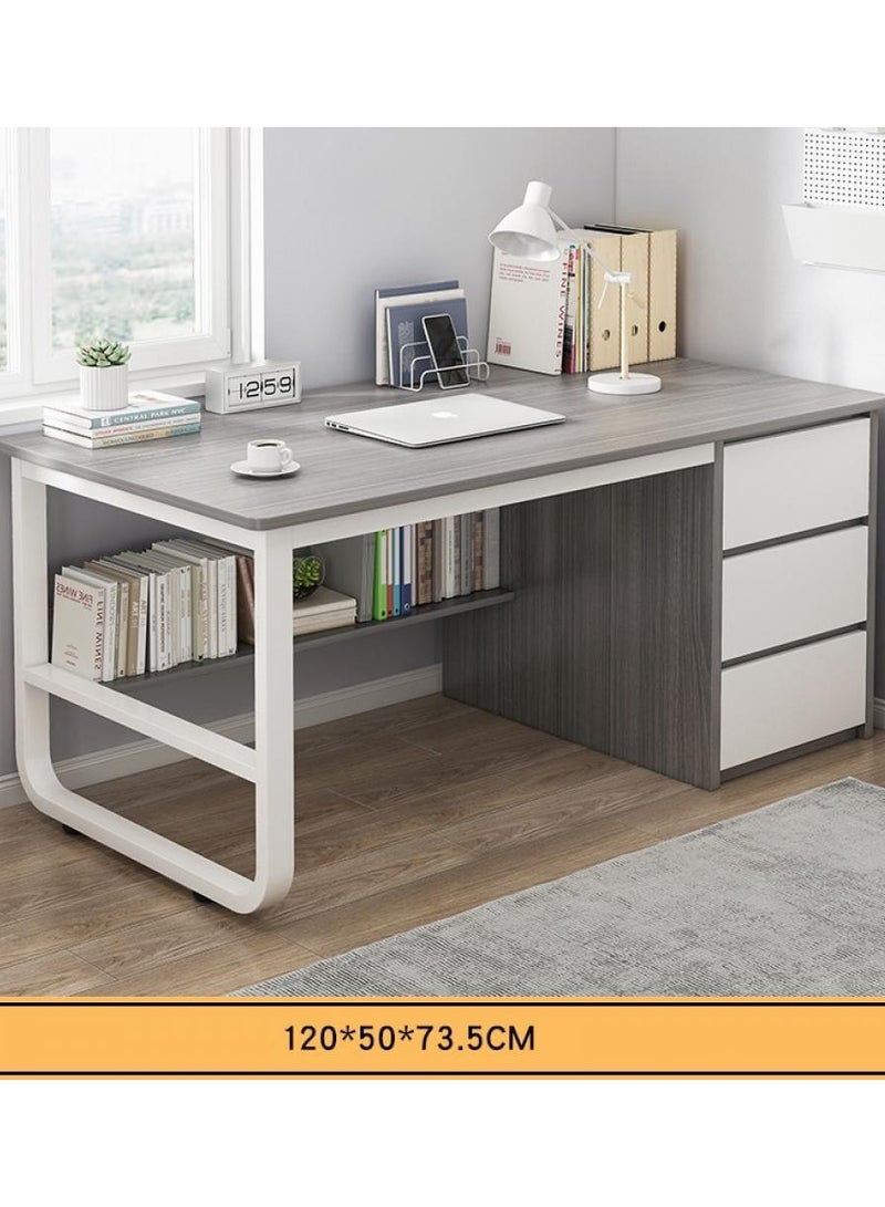 اليسا مكتب كمبيوتر رمادي مقاس 120 سم مع 3 أدراج - طاولة مكتب ودراسة منزلية عصرية مع مساحة تخزين - Image 5