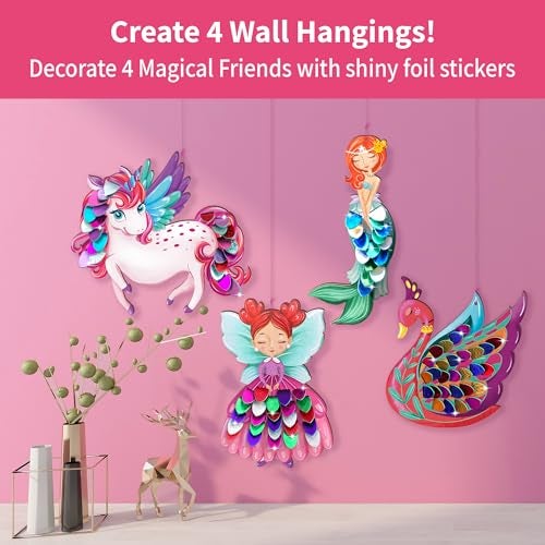 Chalk and Chuckles Fabulous Foil Art and Craft Kit for Kids Age 4-8, 3D DIY Unicorn, Princess & Mermaid Decorations, Birthday Gifts for Girls & Boys 5, 6, 7-9, Creative Mess-Free Activity - Image 2