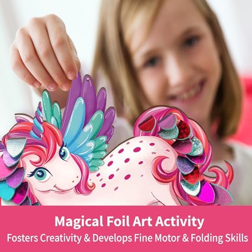 Chalk and Chuckles Fabulous Foil Art and Craft Kit for Kids Age 4-8, 3D DIY Unicorn, Princess & Mermaid Decorations, Birthday Gifts for Girls & Boys 5, 6, 7-9, Creative Mess-Free Activity - Image 3