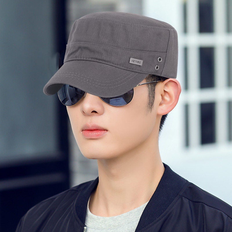 New Flat Top Military Cap Sports Casual Baseball Hat for Men Navy blue - Image 2