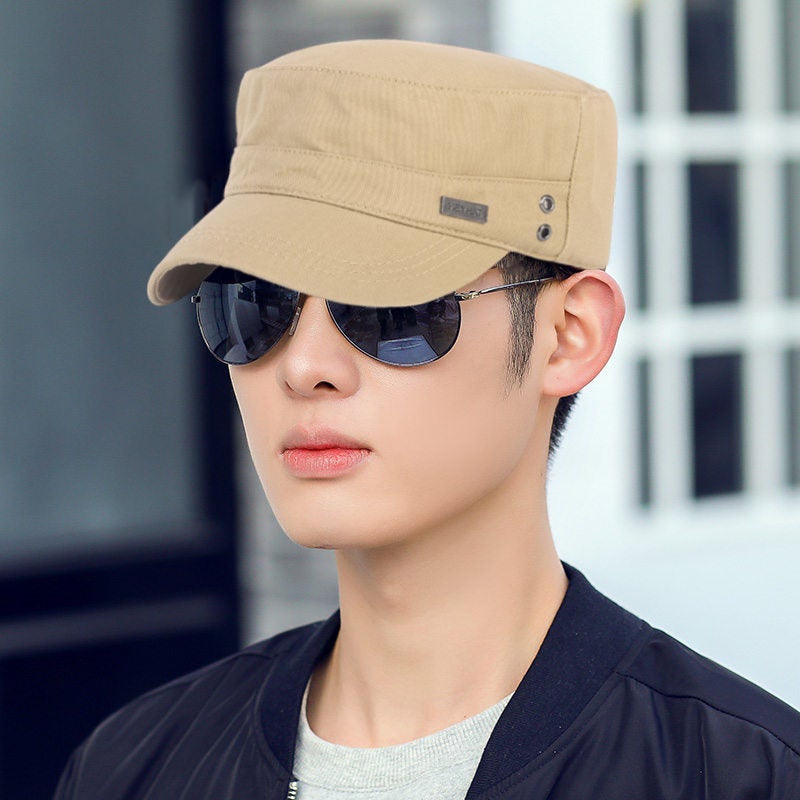 New Flat Top Military Cap Sports Casual Baseball Hat for Men Navy blue - Image 4
