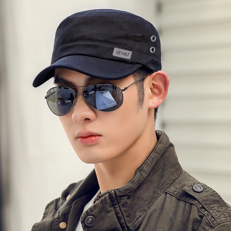 New Flat Top Military Cap Sports Casual Baseball Hat for Men Navy blue - Image 5