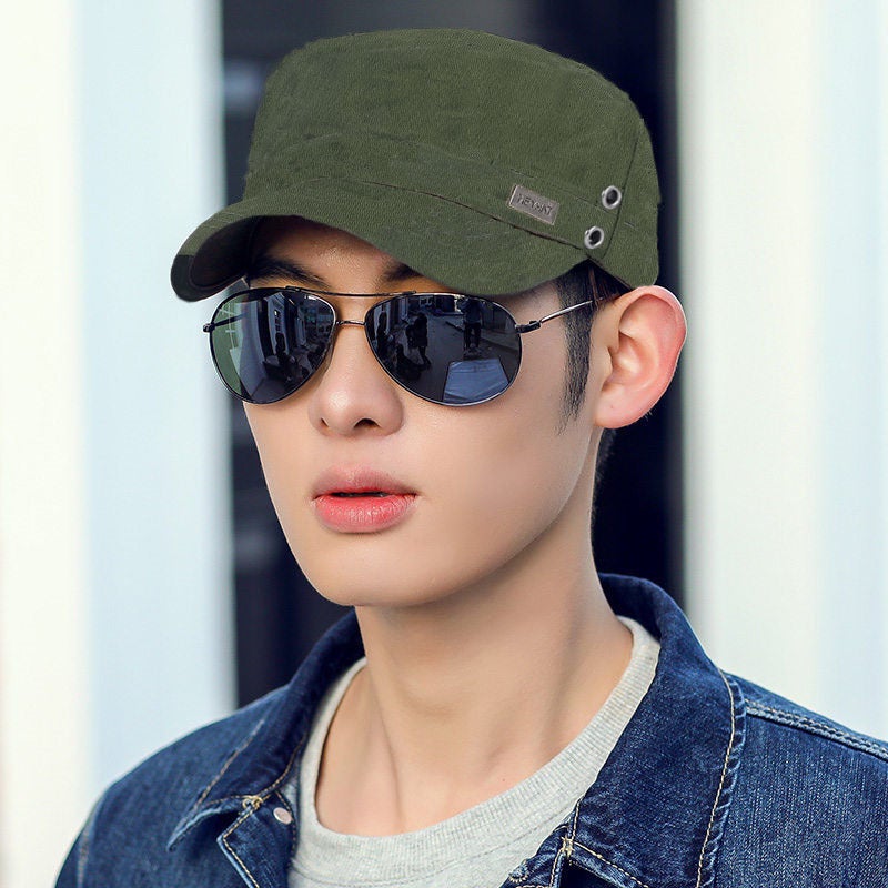 New Flat Top Military Cap Sports Casual Baseball Hat for Men Navy blue - Image 3