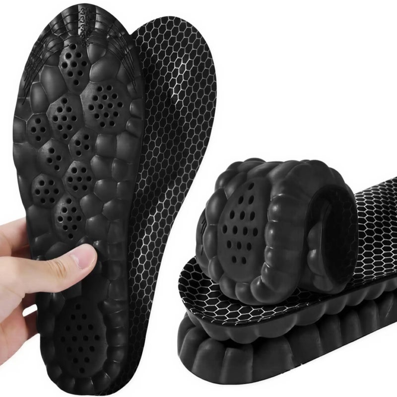 Tishta Medical Memory Foam Foot Pressure Relief - Medical Silicone Insoles with Massage Cushions and Ventilation Pores - Suitable for Men and Women and All Types of Shoes (Black & Black, 41-46) - Image 1