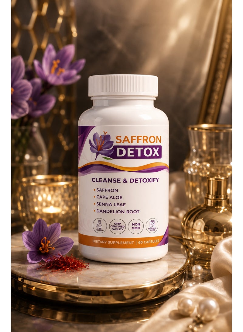 Saffron Detox Dietary Supplement with Saffron, Cape Aloe, Senna Leaf & Dandelion Root | 60 Capsules - Image 4
