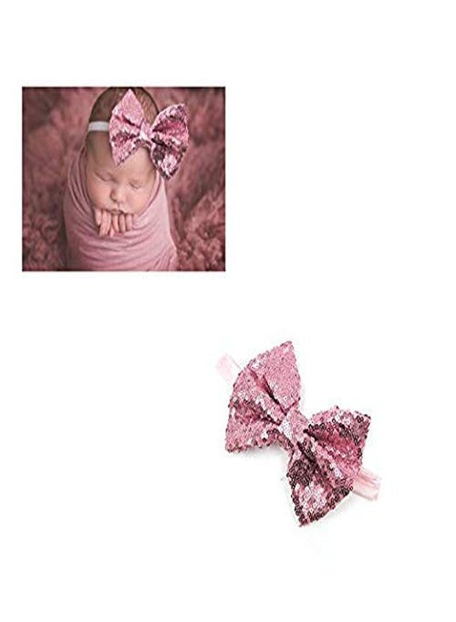 Belicia Big Boutique Bling Sparkly Glitter Sequin Bows Headband Elastic Rubber and Fabric Multicolour Hair Bands for Newborns Babies, Toddlers and Infants - Image 4