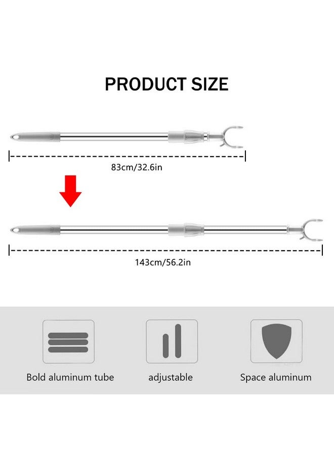 HASTHIP® Retractable Clothesline Pole, 32.6"-56.2" Telescopic Laundry Hanging Rod, Zinc Alloy Prongs Clothesline Pole, Suitable for Indoor and Outdoor Use - Image 2