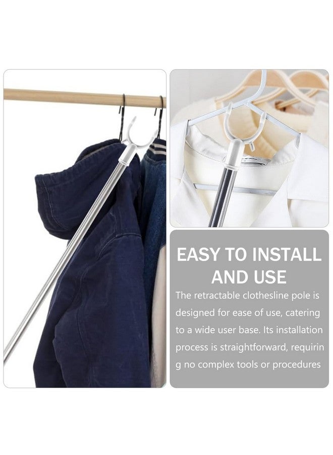 HASTHIP® Retractable Clothesline Pole, 32.6"-56.2" Telescopic Laundry Hanging Rod, Zinc Alloy Prongs Clothesline Pole, Suitable for Indoor and Outdoor Use - Image 5