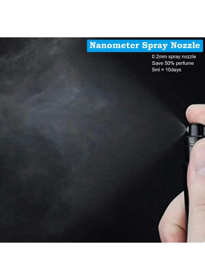 شابية عبوة من 4 زجاجات عطر قابلة لإعادة التعبئة للسفر سعة 5 مل، بخاخ عطر بقاعدة، زجاجة رذاذ صغيرة فارغة، عطر سفر، مستلزمات سفر جيبية، أساسيات السفر في العطلات، موزع كولونيا صغير فارغ، بخاخ جيب، فضي + ذهبي + ذهبي وردي + أسود - Image 3