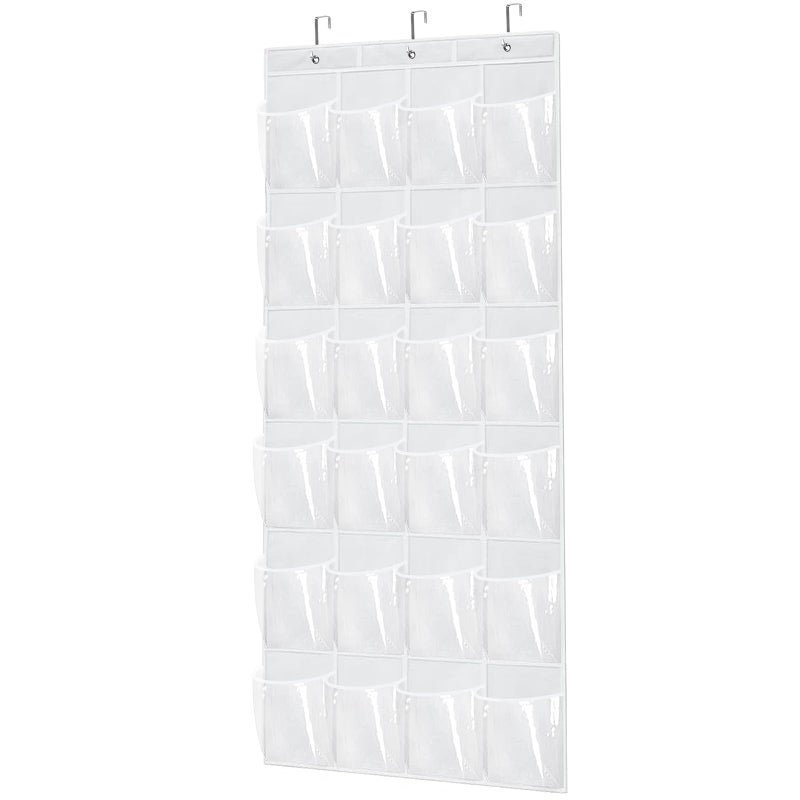 Over The Door Shoe Organizer  Space Saving Shoe Rack for Closet Door with 24 Pockets and Hook Shoe Holder Back of Door Organizers for Shoes Hanging Shoe OrganizerWhite