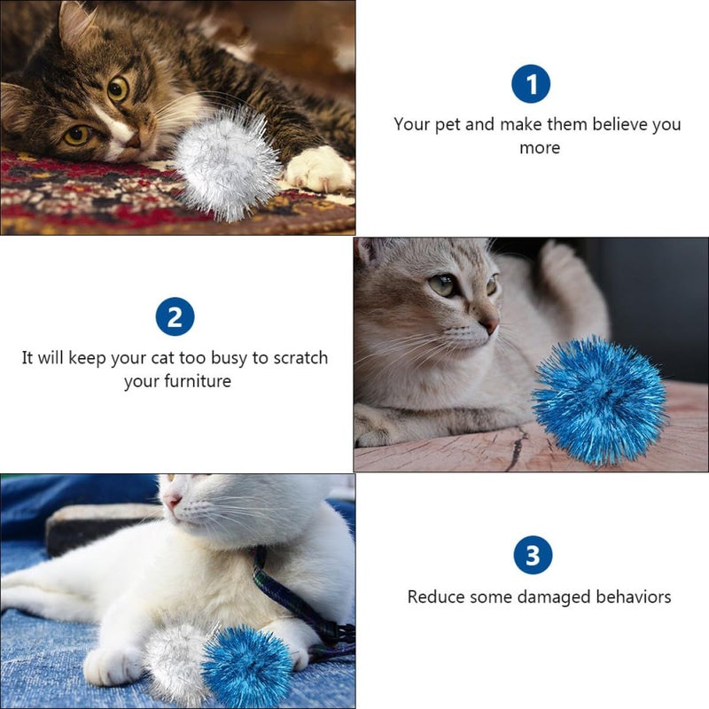 50Pcs 5Cm Tinsel Pom Pom Balls Interactive Cat Toy Set For Indoor Play And Entertainment - Image 3