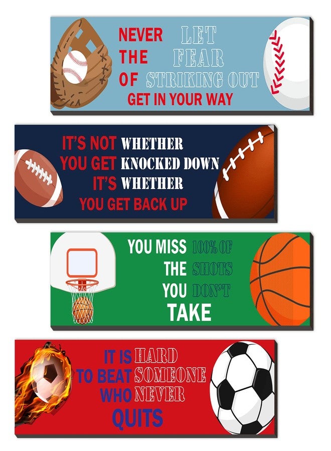 SHLINCO Sport Motivational Quote Wall Art(Pack of 4), Sport Themed for Boy's Bedroom Playroom Classroom Living Room Decoration - Image 1