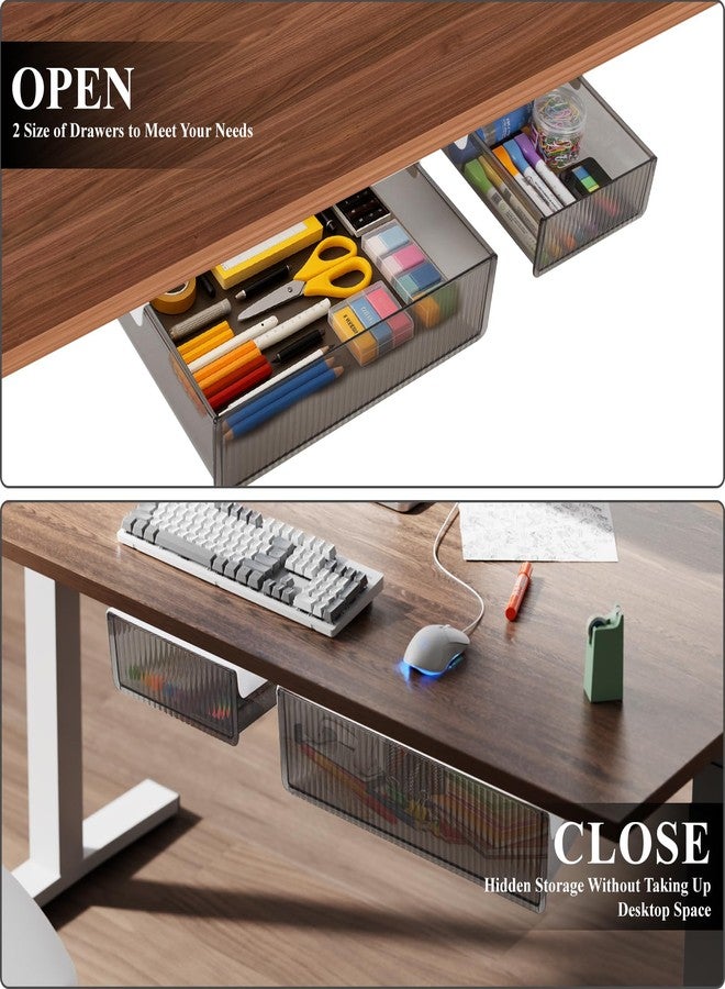 Boxalls Under Desk Storage Drawer, Under Table Slide Out Self-Adhesive Organization, Translucent Black Medium - Image 3