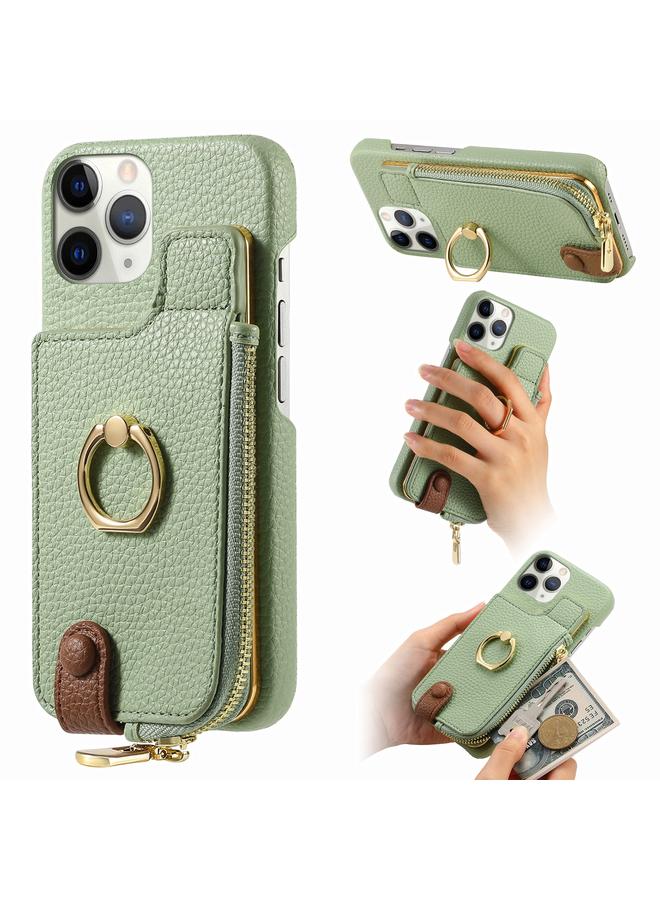 Zaboon Case For iPhone 11 Pro Litchi Leather Oil Edge Ring Zipper Wallet Back Phone Case - Image 1