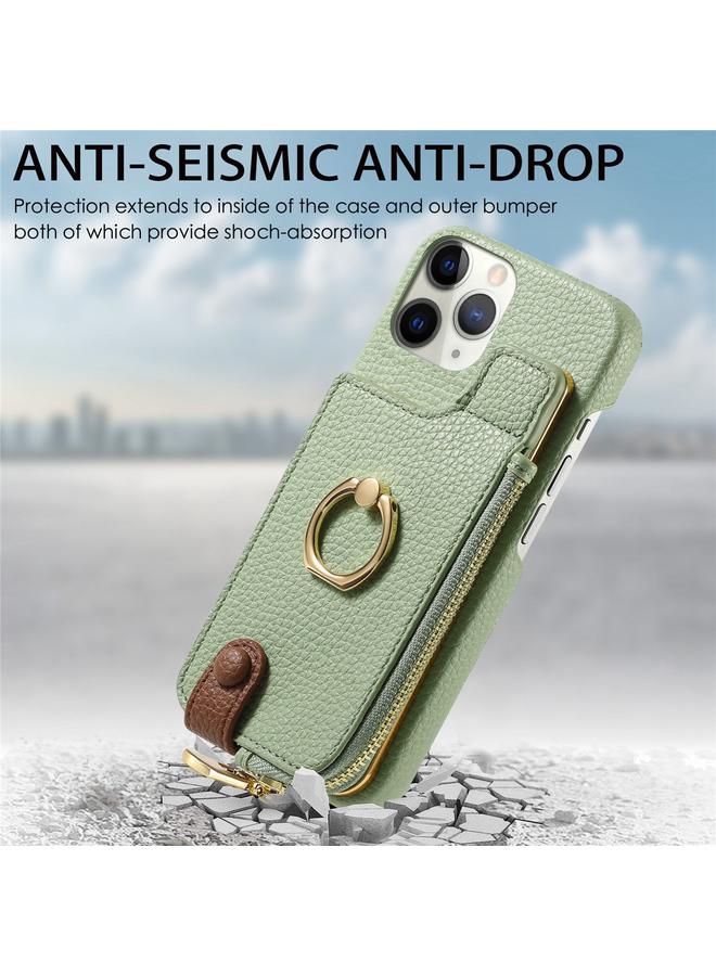 Zaboon Case For iPhone 11 Pro Litchi Leather Oil Edge Ring Zipper Wallet Back Phone Case - Image 2