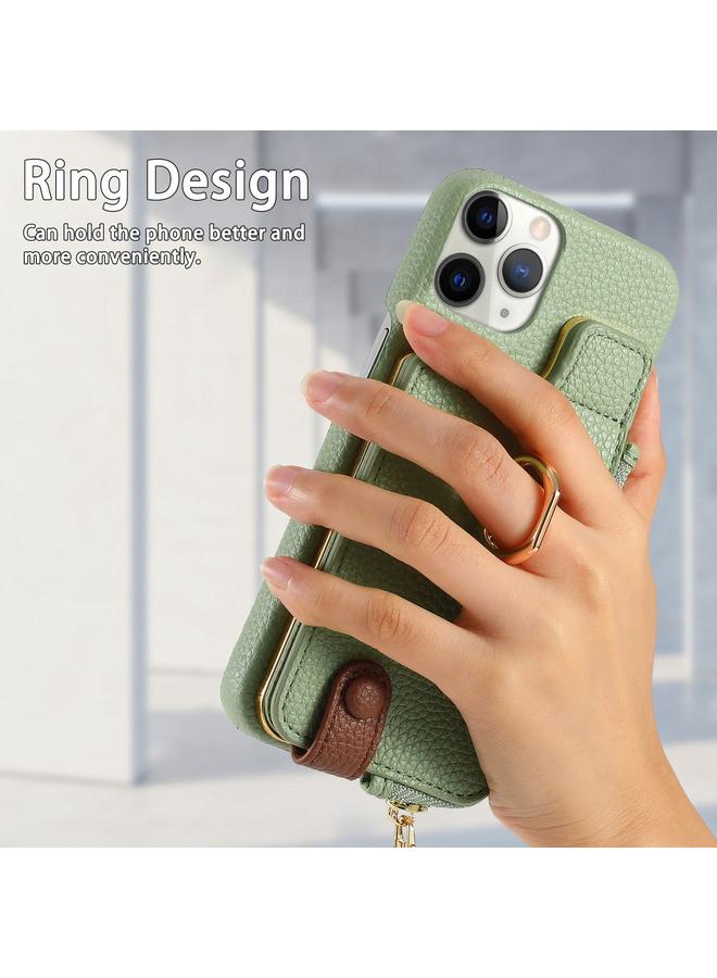 Zaboon Case For iPhone 11 Pro Litchi Leather Oil Edge Ring Zipper Wallet Back Phone Case - Image 3