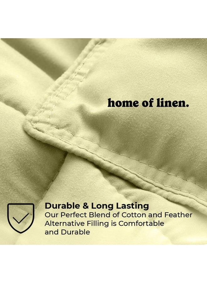 Home of linens Cotton - Plain - 3 Pieces Heavy Comforter Set - 2.8Kgs - Down Alternative Filling - (For Matress 100cm/120cm) - Size (180cm x 240cm) + 2 Pillow Case Covers (50cm x 70cm) - Olive  - Image 3