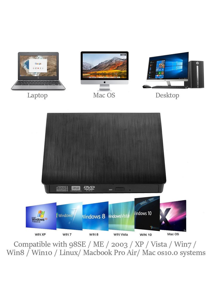 Generic - External DVD, CD Drive, USB 3.0 Slim Portable CD DVD +,-RW Drive, External DVD-CD ROM Writer for Laptop or Desktop Compatible with Windows XP7, 8, 10, Mac OS, Linux - Image 1
