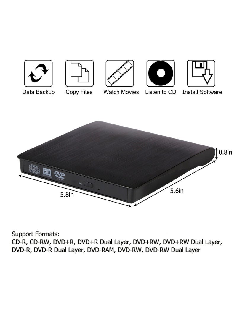 Generic - External DVD, CD Drive, USB 3.0 Slim Portable CD DVD +,-RW Drive, External DVD-CD ROM Writer for Laptop or Desktop Compatible with Windows XP7, 8, 10, Mac OS, Linux - Image 1