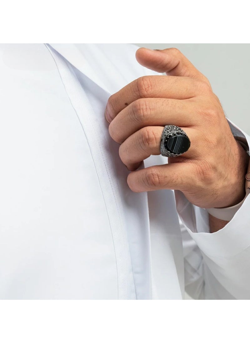 SH_MAN - Plain Thawb With Hidden Zipper - Image 1