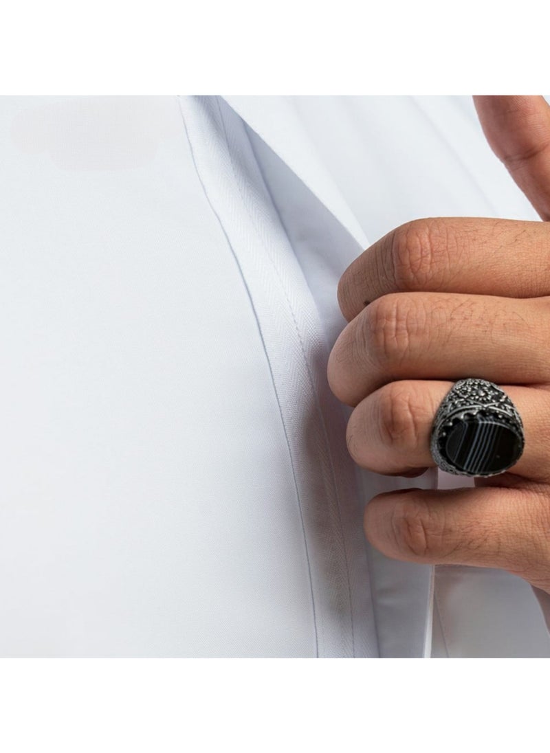 SH_MAN - Plain Thawb With Hidden Zipper - Image 1
