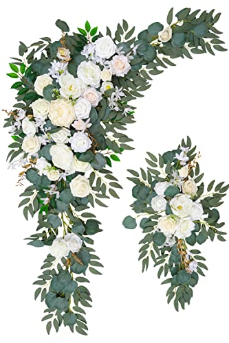 BASIMAN Arch Flowers (Pack of 2) for Wedding Ceremony Arbor and Reception Backdrop Decoration Wedding Welcome Signs Floral Birthday Party Decoration - Image 1