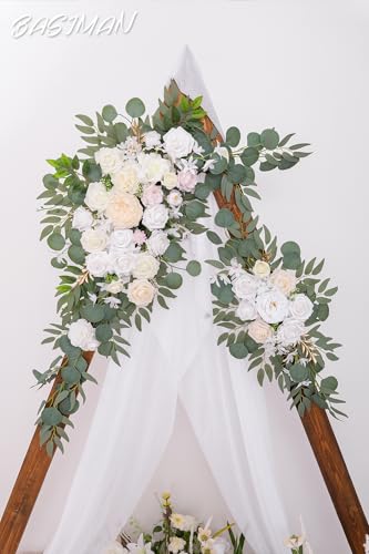 BASIMAN Arch Flowers (Pack of 2) for Wedding Ceremony Arbor and Reception Backdrop Decoration Wedding Welcome Signs Floral Birthday Party Decoration - Image 2