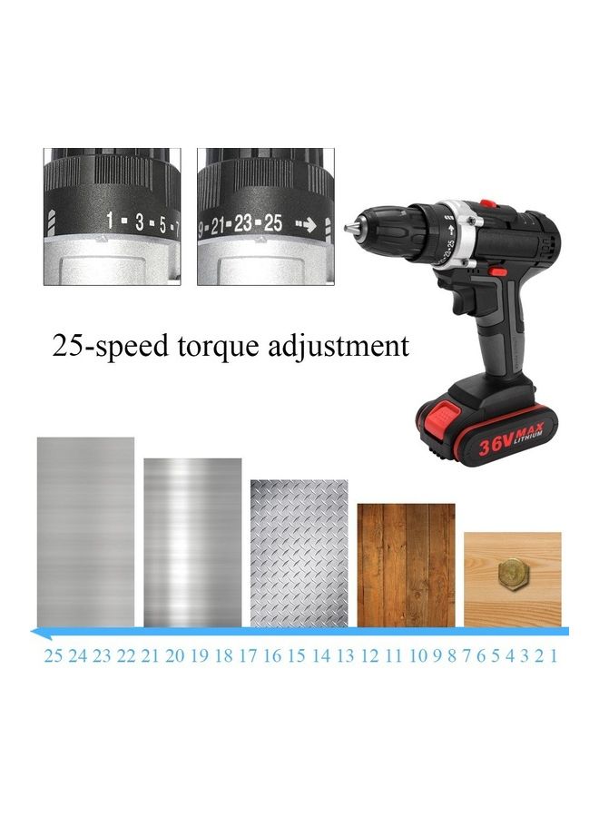 Electric Impact Cordless Drill With Battery Black/Silver/Red - Image 5