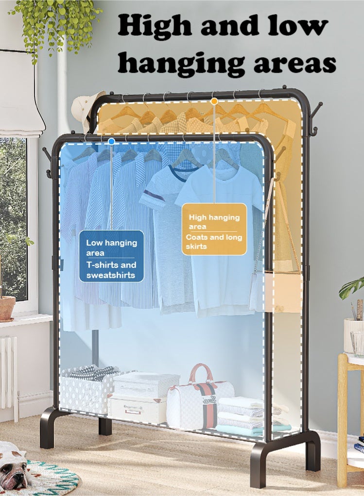 PHISMA Double Rods Garment Rack, 150*120*44cm Multi-functional Bedroom Sturdy Clothing Rack for Coats, Shirts, Dress  - Image 2