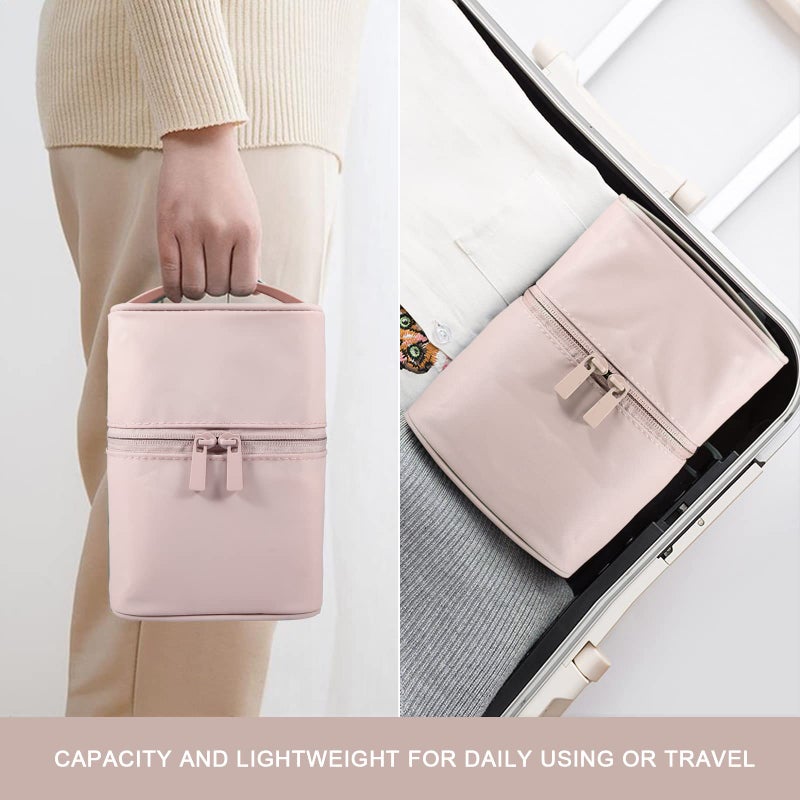 Bysiter Makeup Brush Organizer Artist Small Makeup Bag Brushes Set Case Professional Travelling Brush Pen Pencil Holder Make Up Cup Storage Organizer Case Pencil Pouch Cosmetic Bag for Travel (Pink) - Image 5