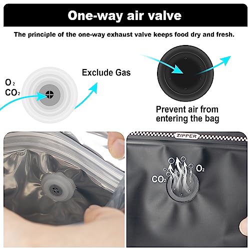 ODDIER Coffee Bags with Valve(60pcs,8 oz,1/2 lb) Vented Coffee Beans Packaging Bags High Barrier Aluminumed Foil Flat Bottom Heat Sealed Side Zipper Resealable Storage Bag for Home or Business（Black） - Image 3