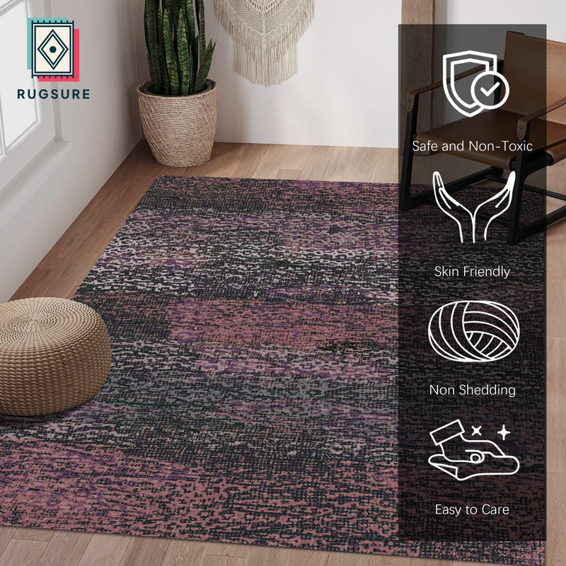 RUGSURE Washable Area Rug - 1/6 Thick - Stain & Water Resistant Non-Slip - Resistant Rug for Living Room, Bedroom, Nursery, Pet & Child Friendly, Vintage Charm Area Rugs (Burgundy, 5' x 7') - Image 2