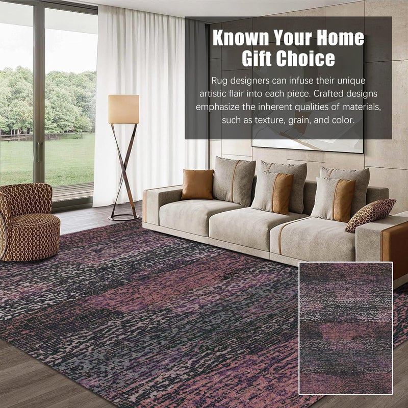 RUGSURE Washable Area Rug - 1/6 Thick - Stain & Water Resistant Non-Slip - Resistant Rug for Living Room, Bedroom, Nursery, Pet & Child Friendly, Vintage Charm Area Rugs (Burgundy, 5' x 7') - Image 3