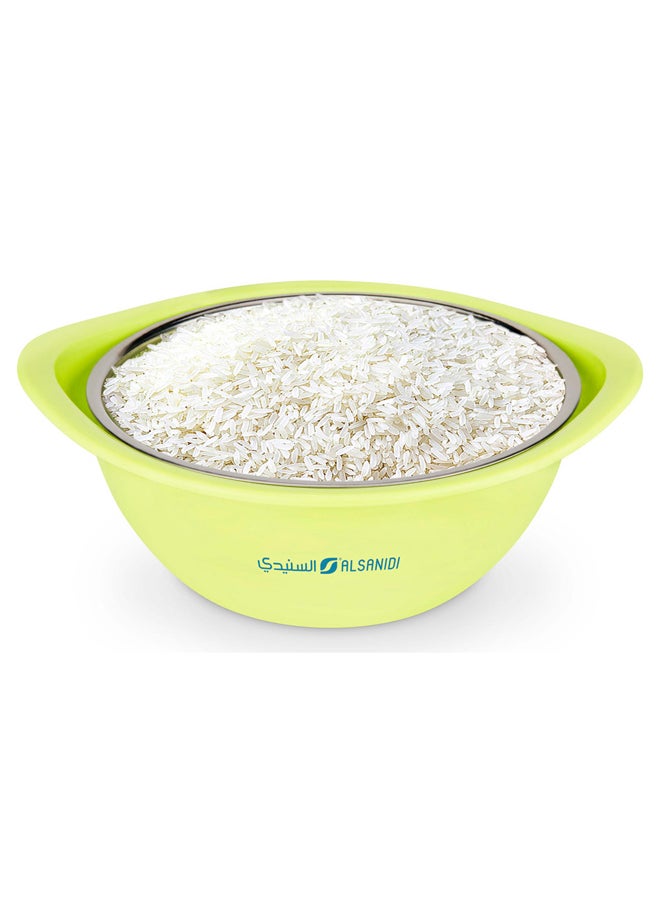 AL SANIDI - Stainless steel rice strainer, Rice, Vegetables and fruits strainer, Green, Size 20 Cm - Image 1