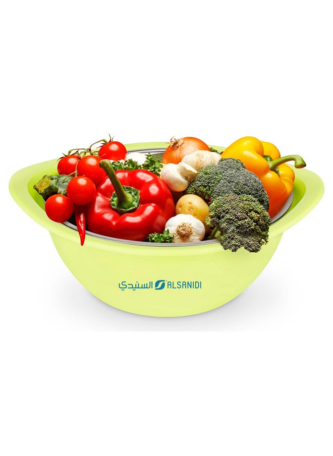 AL SANIDI - Stainless steel rice strainer, Rice, Vegetables and fruits strainer, Green, Size 20 Cm - Image 1