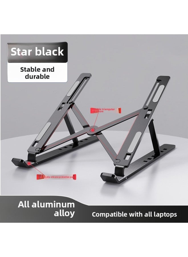 N3 Aluminum Alloy Laptop Bracket Bracket Desktop Height Radiator Base Folding Portable Support Frame-Color:N3 Standard Model-black 【all Aluminum Alloy】-single Layer