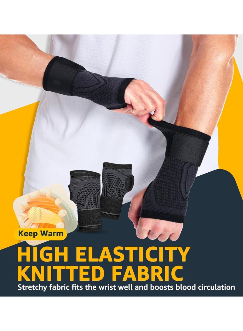 PYC Wrist Brace, 2 Pack Elastic Wrist Support with Strap, Wrist Compression Wrap Adjustable Wrist Strap Relieves Wrist Pain, Tendonitis, Sports Use for Men and Women, Right & Lef - Image 5