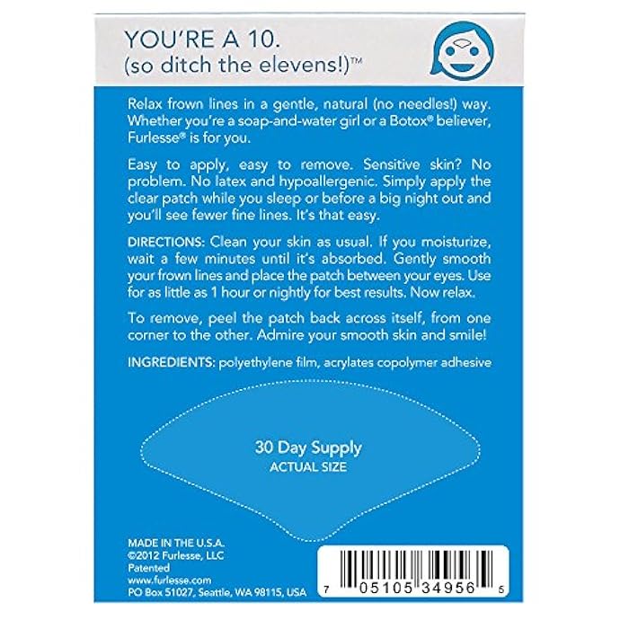 Furlesse Relax Fine Lines Elevens Wrinkle Patches (30 day supply) for Frown Lines – Anti-Aging Patches 1 - Image 2