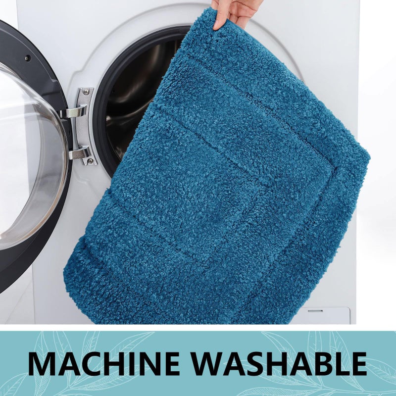 Buganda Bathroom Rugs  24"" x 16""  Soft and Absorbent Microfiber Bath Rugs  Non-Slip Shaggy Bath Carpet  Machine Wash Dry Bath Mats for Bathroom Floor  Tub and Shower  Peacock Blue - Image 4