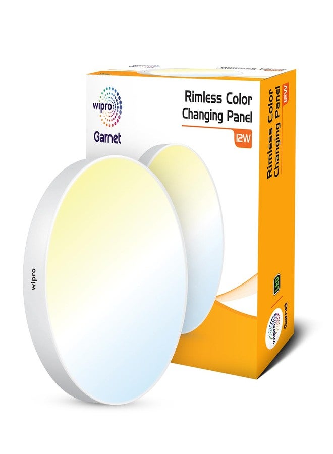 Wipro Garnet 12W Rimless Round CCT Surface Panel | Colour Changing Panel | Warm White, Neutral White, Cool White | Elegant Rimless Design | Surface Mounted LED Downlighter for Ceiling |Pack of 2 - Image 3