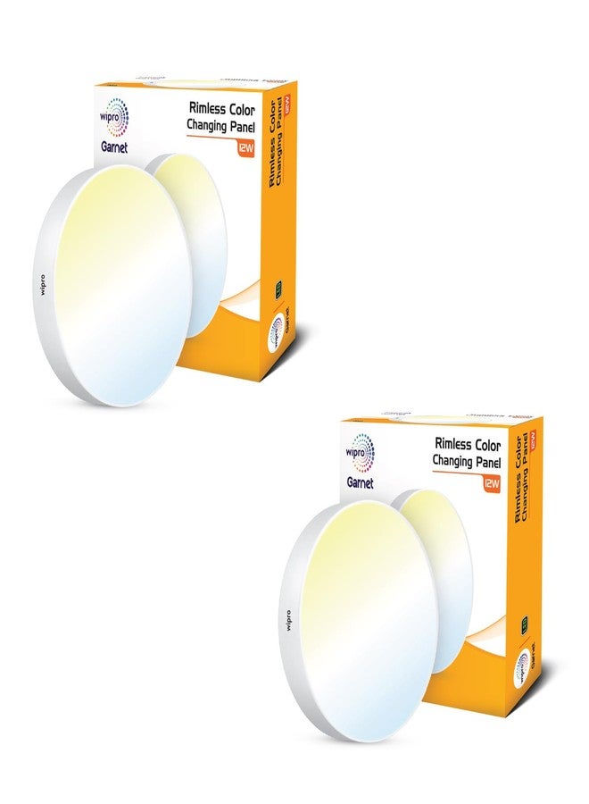 Wipro Garnet 12W Rimless Round CCT Surface Panel | Colour Changing Panel | Warm White, Neutral White, Cool White | Elegant Rimless Design | Surface Mounted LED Downlighter for Ceiling |Pack of 2 - Image 1