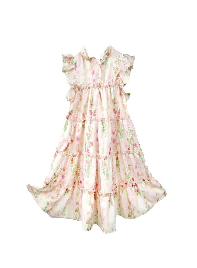 oweve Toddler Baby Girl Boho Dress Ruffle Sleeveless Kids Cute Dress Summer Beach Floral Sundress for 1-6T Pink - Image 4
