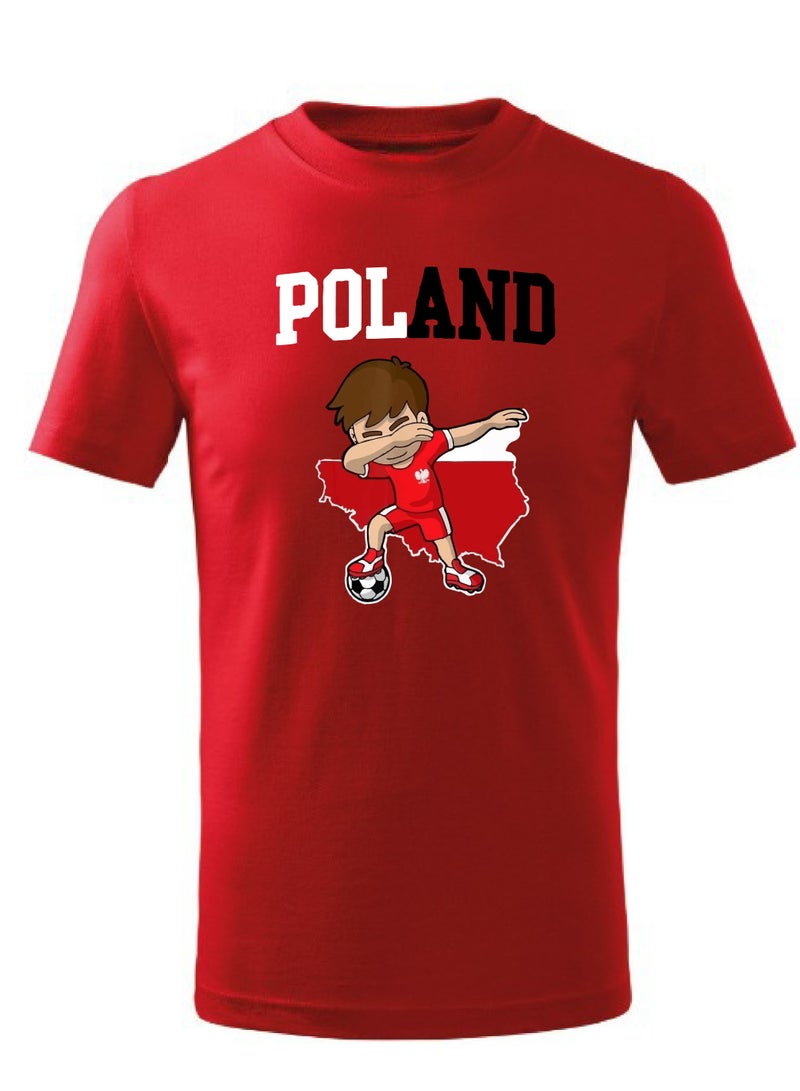 Poland Football Team World Fans printed T shirts Supporting The Team Football Team Jersey T shirts For Men | Women | Kids to win the cup (Red)  - Image 1