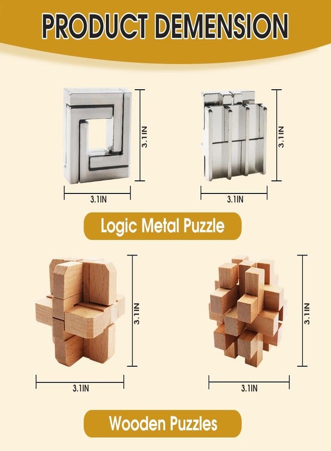 Blovec 9PCS Brain Teaser Puzzles for Adults, Mind Puzzle Ancient Wooden and Metal Puzzles 3D Unlock Interlock IQ Puzzle Box Game for Adults - Image 3
