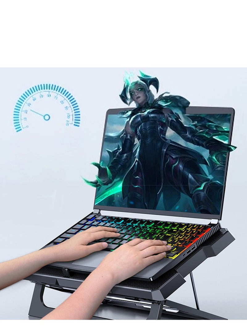 MAICONG Super Durable Laptop Cooling Pad, Foldable Laptop Cooler, Height Adjustable Dual USB Powered Gaming Laptop Cooling, Stand for 12-17inch Laptop Computer, Reduce Working Noise, Dissipate the Heat  - Image 3