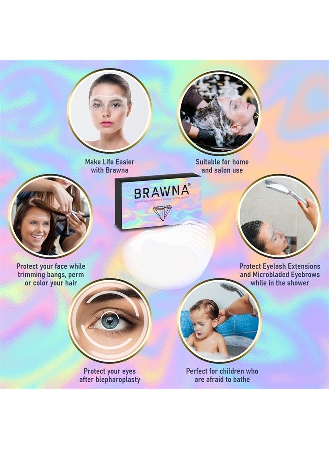 BRAWNA 25 Protective Shower Visors with Pink Organza Bag for Eyelash Extensions, Microblading, Brow Lamination, Eye Surgery, Blepharoplasty - PMU Supplies - Image 1